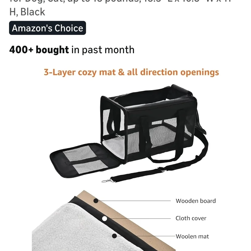 Black Mesh Pet Carrier